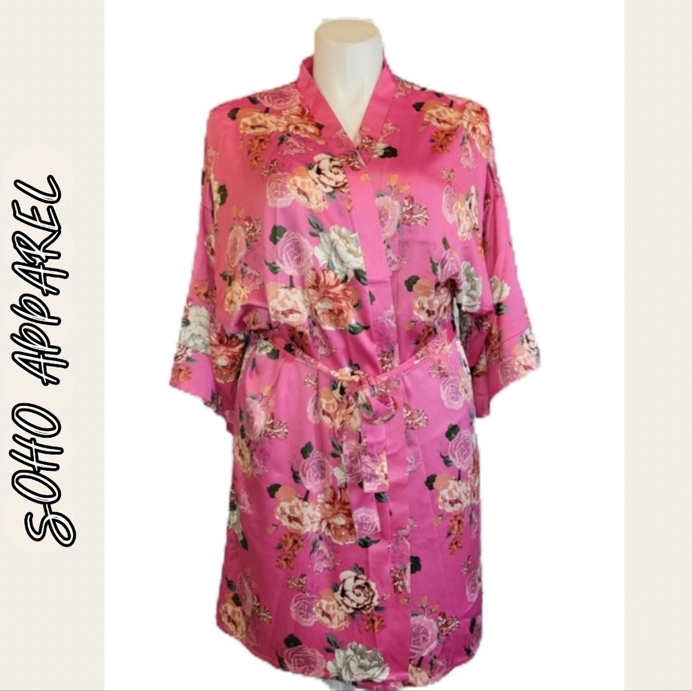 Satin Floral Robe Size 1X